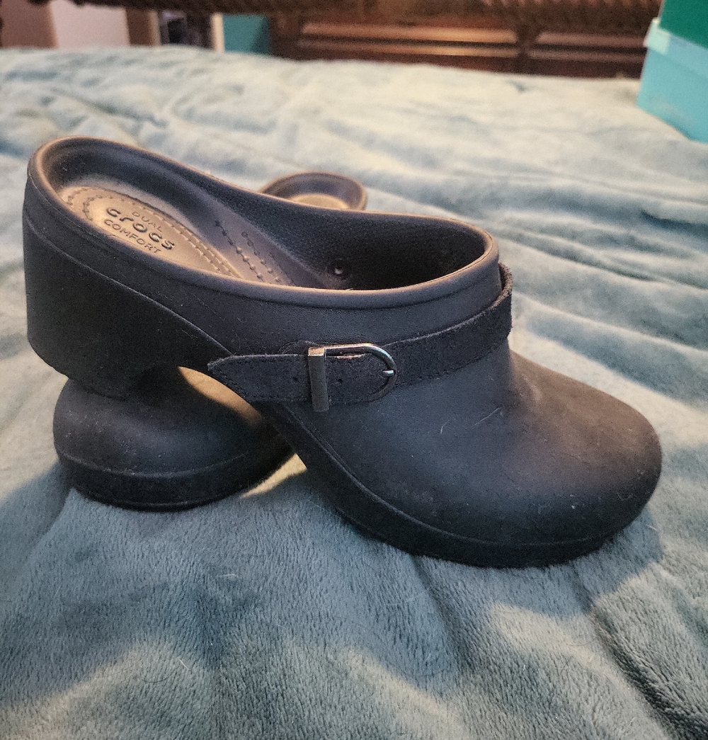 CROCS Black Slip-On Clog Mule with Buckle Strap